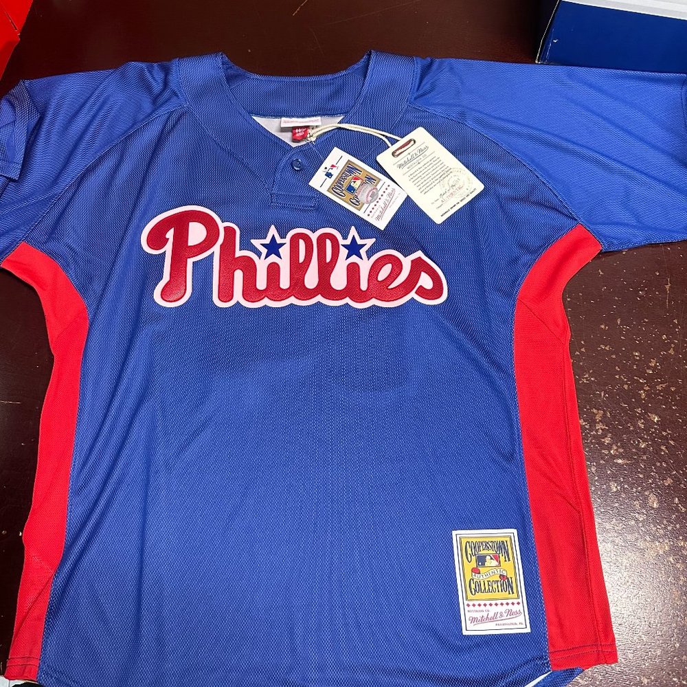 Mitchell & Ness Mens Blue #34 Roy Halladay Philadelphia Phillies Baseball Jersey